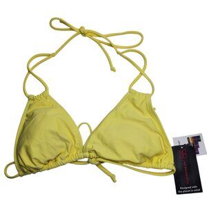 No Boundaries Junior's Bright‎ Yellow Basic Halter Neck String Bikini NWT Size L